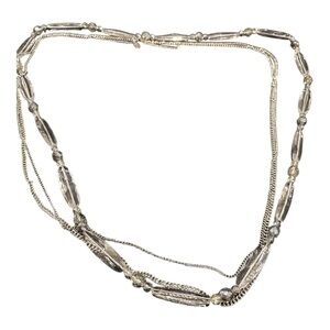 LK Jewelers Mark on this Acrylic and Triple Silver strand long necklace. LS